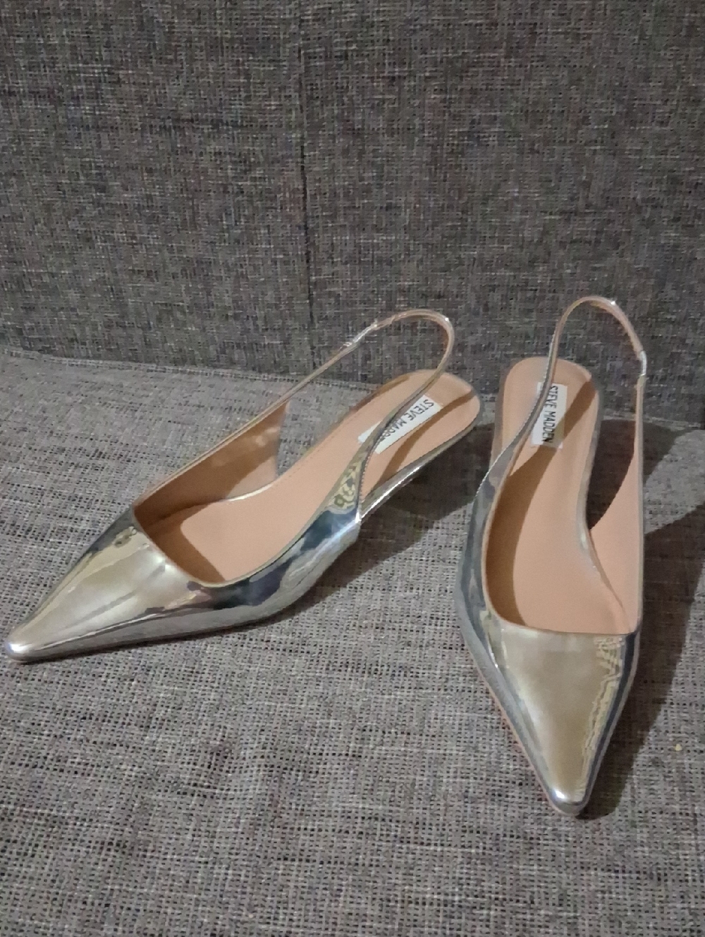 Steve Madden Metallic Silver Pointed Slingback Flats